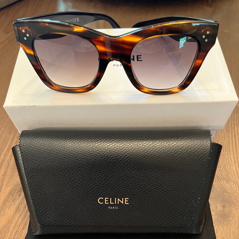 Celine Tortoise Shell Frame Sunglasses with Brown Gradient Lenses